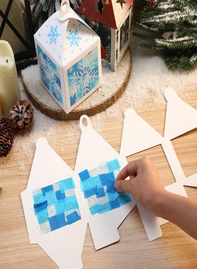 Yaomiao 12 Sets Snowflake Crafts Winter Tissue Paper Crafts Kits Make Your Own Winter Lanterns Hanging Ornaments for Holiday Xmas Tree Christmas Decoration - Image 3